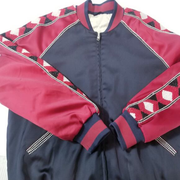 & Other Stories Sateen Beaded Embroidered Bomber Jacket - Picture 10 of 16